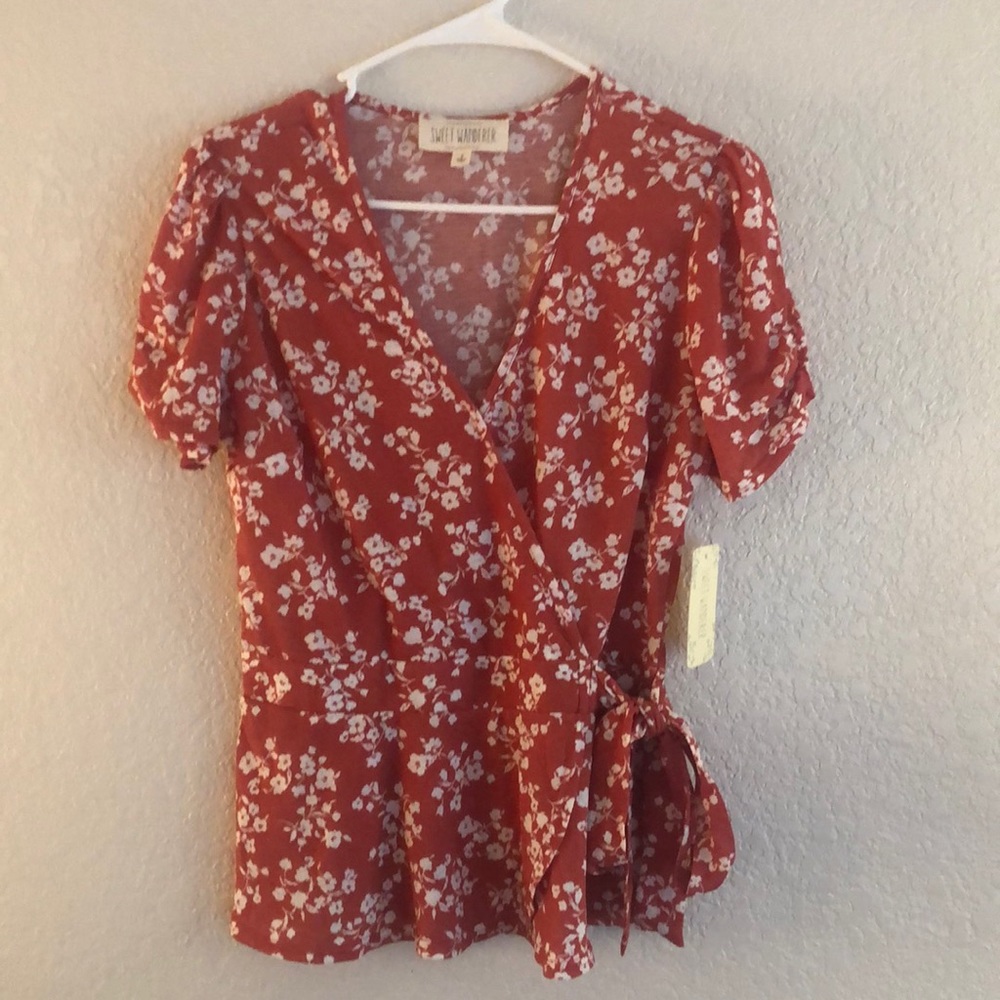 Floral Orange Peplum Blouse